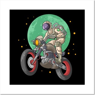 Astronaut on a motorbike to the moon Posters and Art